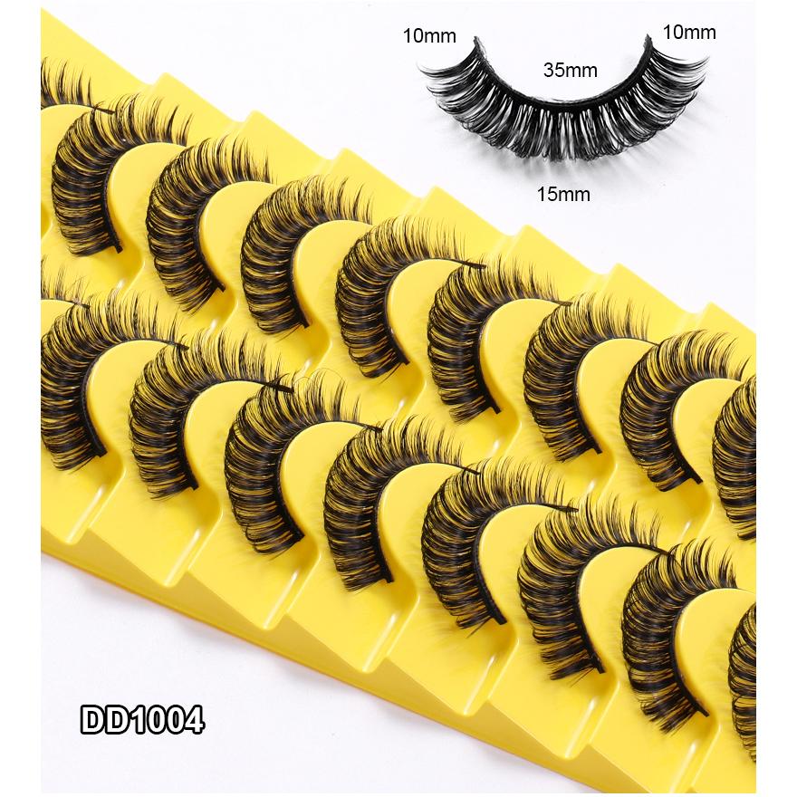 10 Pairs Natural False Eyelashes Curl Russian Volumes 3D Fluffy Mink Reusable Fake Lashes Flexible Extensions Faux Cils