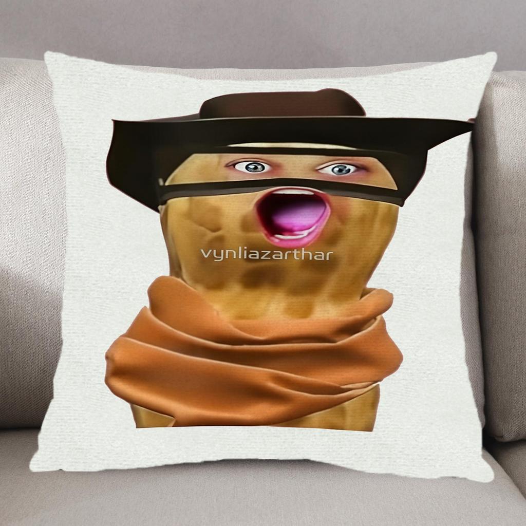 1Pc Funny Goop Mr. Peanut Bungulator Printed Square Pillowcase, The Burnt Peanut Design, Ideal For Living Room, Bedroom, Office,