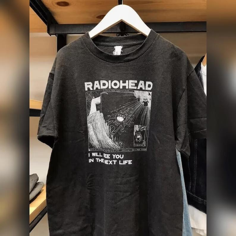 Vintage Radiohead Tour T-Shirt Black Cotton Music Tee AN67690