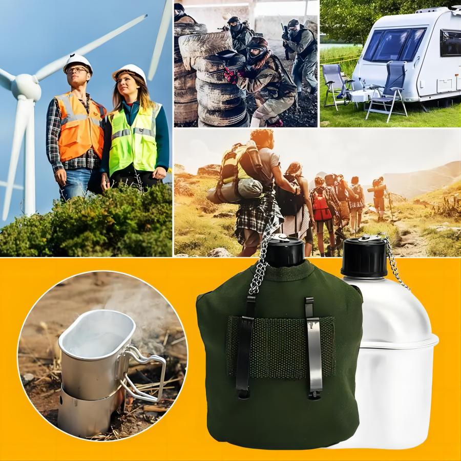 Бутылка для воды большой вместимости Новая алюминиевая фляга Кружка с сумкой для хранения Открытый кемпинг Пеший туризм Путешествия Портативная бутылка для воды