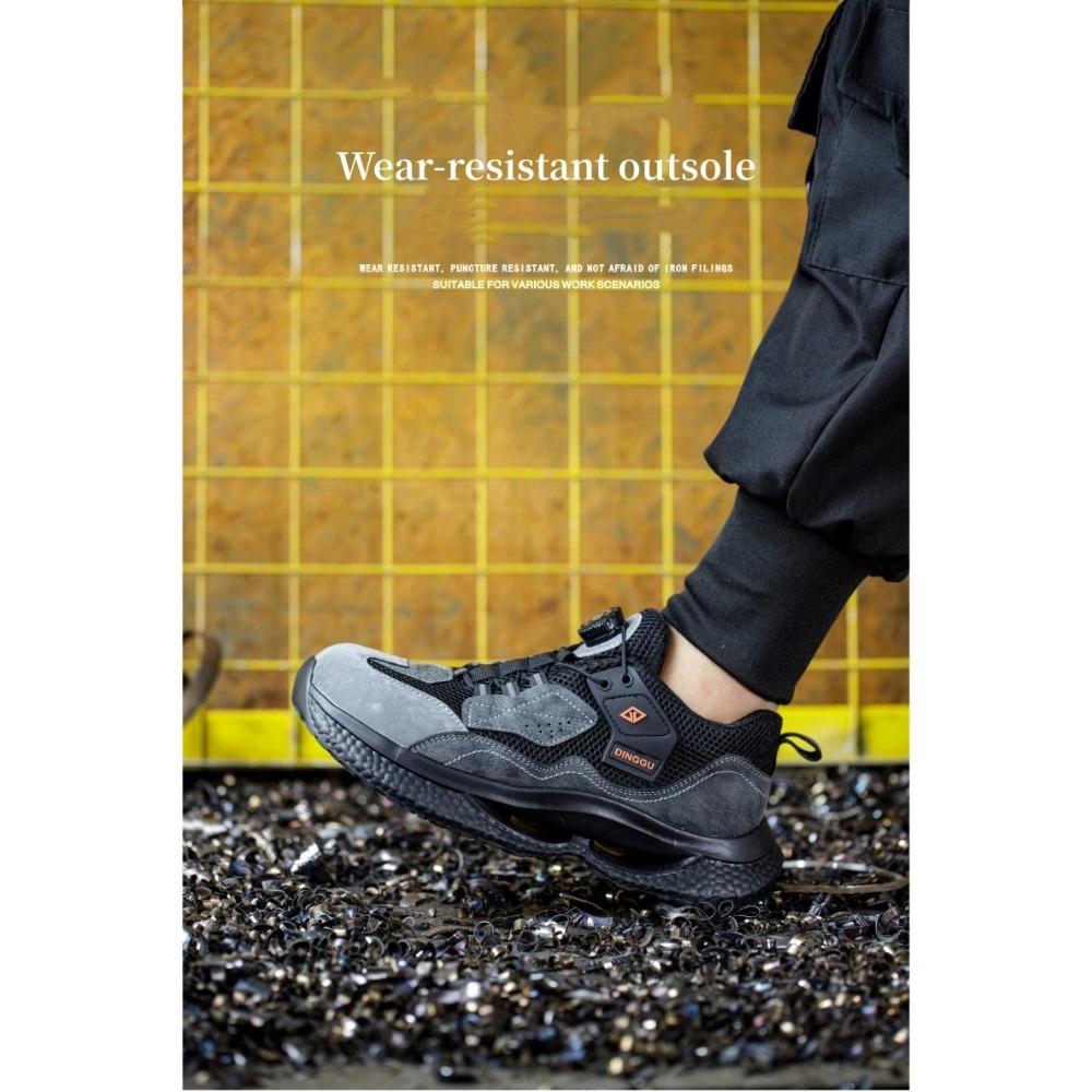 Рабочая защитная обувь с вращающимися пуговицами, мужская и женская обувь со стальным носком, неразрушимые защитные ботинки, легкие защитные рабочие кроссовки
