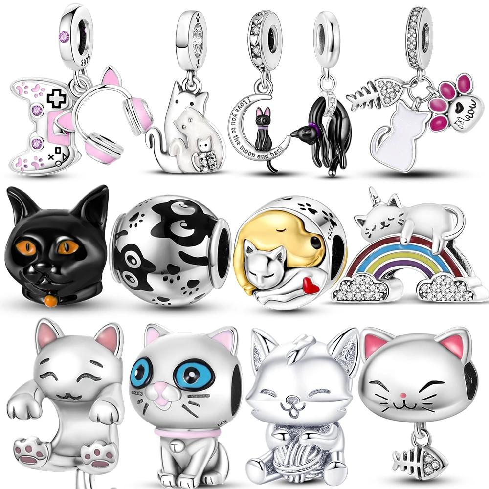 2023 Стерлингового Серебра 925 пробы Ленивый Кот Коллекция Подвески Подвески Бусины Отпечаток Лапы Подходит ОригинальныйНовый DIY Браслет Подарок Женские Ювелирные Изделия