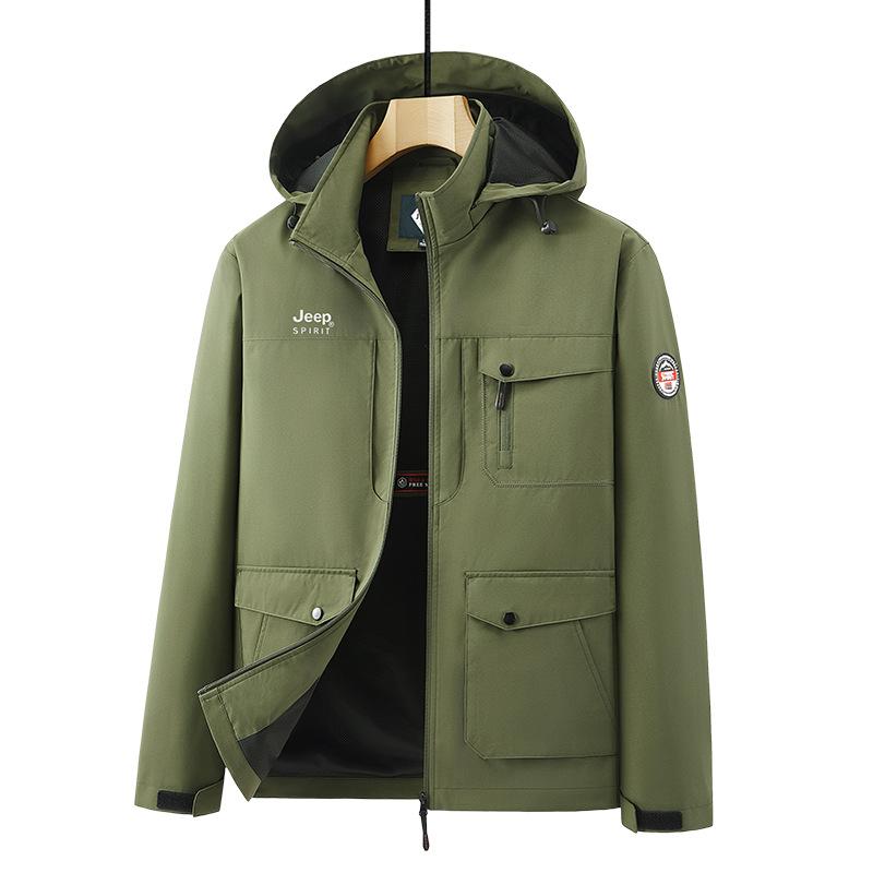 Новые куртки для активного отдыха среднего и пожилого возраста с несколькими карманами и съемными капюшонами, свободные ветрозащитные куртки больших размеров на весну и осень для мужчин