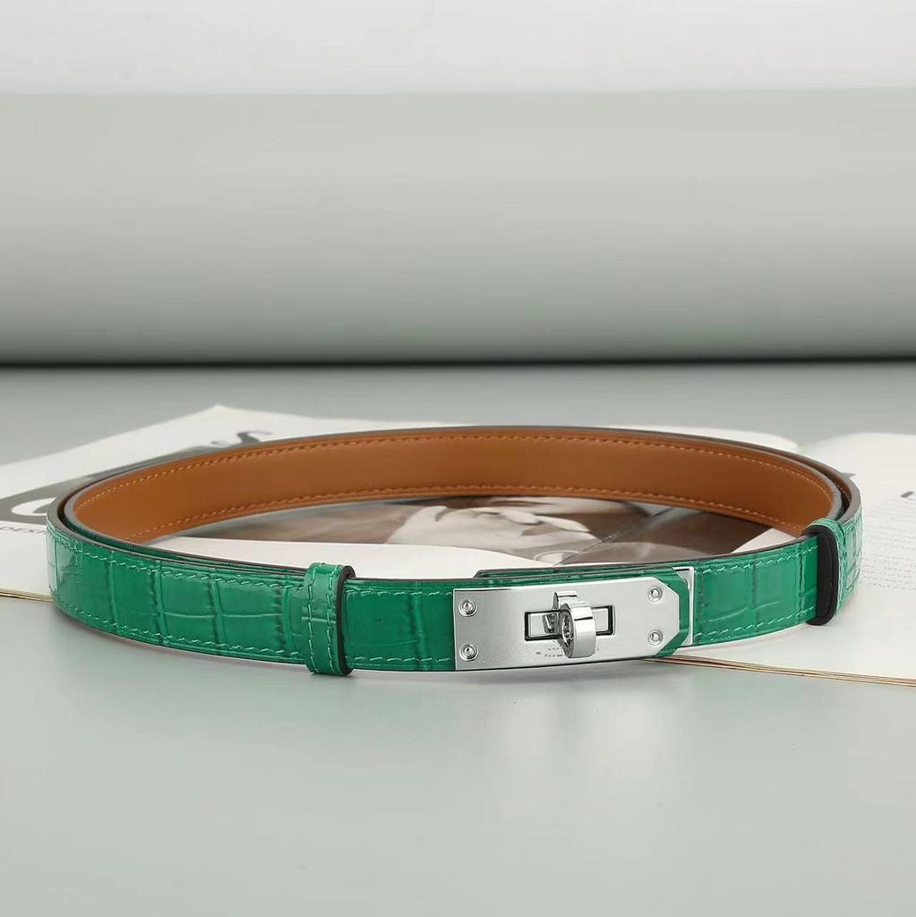 Women's Adjustable Genuine Leather Alligator Pattern Belt