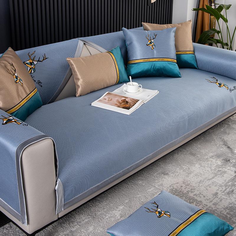Sofa Seat Cushion Summer Ice Silk Summer Mat Non-Slip Simple Sofa Cover Cover Thickened Cushion