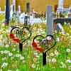 Memorial Heart Shape Plaque Weatherproof Metal Graves Marker with Butterfly Design Cemetery Tribute Stake Sympathy Gift for Loss of Parent