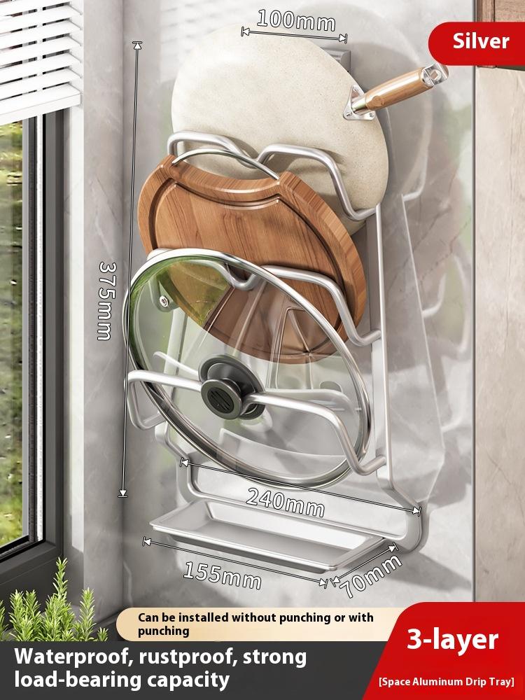 Подставка для крышек кастрюль без сверления, настенная кухонная полка, большая подставка для разделочных досок, бытовое хранение, многоярусная полка для разделочных досок