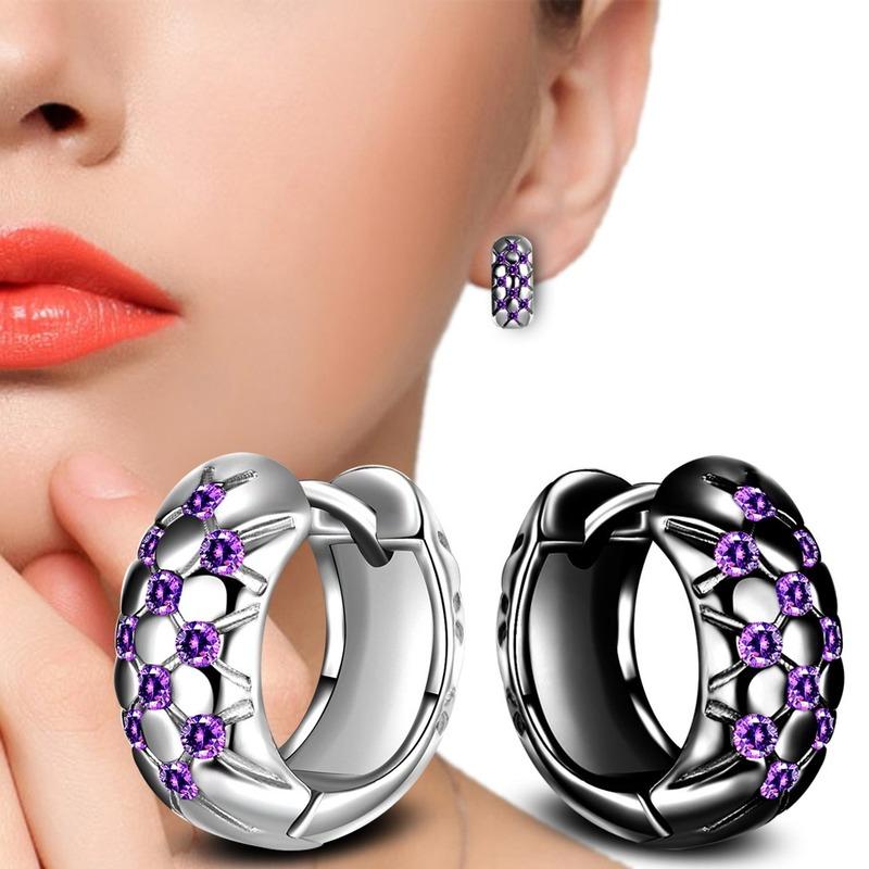 Sace Gems Classic Purple 3A Zircon Earrings for Women Wedding Party Gifts