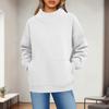 Women's Fashionable Casual Solid Color Round Neck Long Sleeved Pocket Sports Casual Pullover Sweatshirt Top