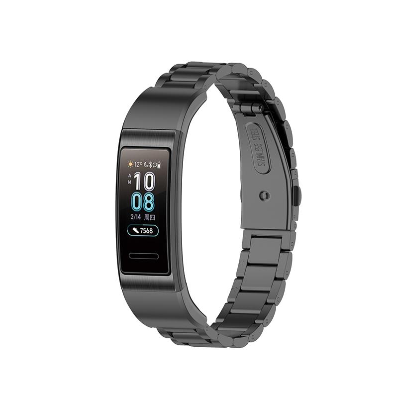 For Honor Band 4/5 Stylish Watch Band Stainless Steel 3 Beads Replacement Wrist Strap with Buckles