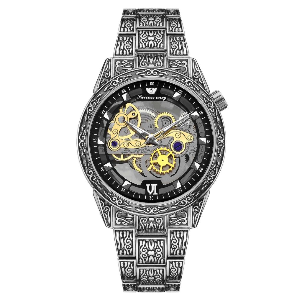 Мужские резные немеханические часы Domineering в европейском и американском стиле