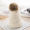 WTEMPO Windproof Detachable Faux Fur Ball Caps Poms Winter Solid Color Warm Woolen Hats Women Knitted Beanies Hats