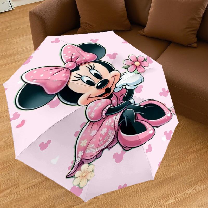 1PC pink minnie mouse Automatic Open/Close Umbrella with Windproof, 8-Rib Sturdy Canopy, Durable Ribs, Fashionable Design, Outdoor Accessory, Fun Prin