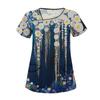 Women's Casual  Print Short Sleeve Sloping Collar Workwear Top With Double Pockets