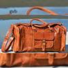 New Men's Brown Vintage Genuine Real Leather Goat Travel Luggage Duffel Gym Bag
