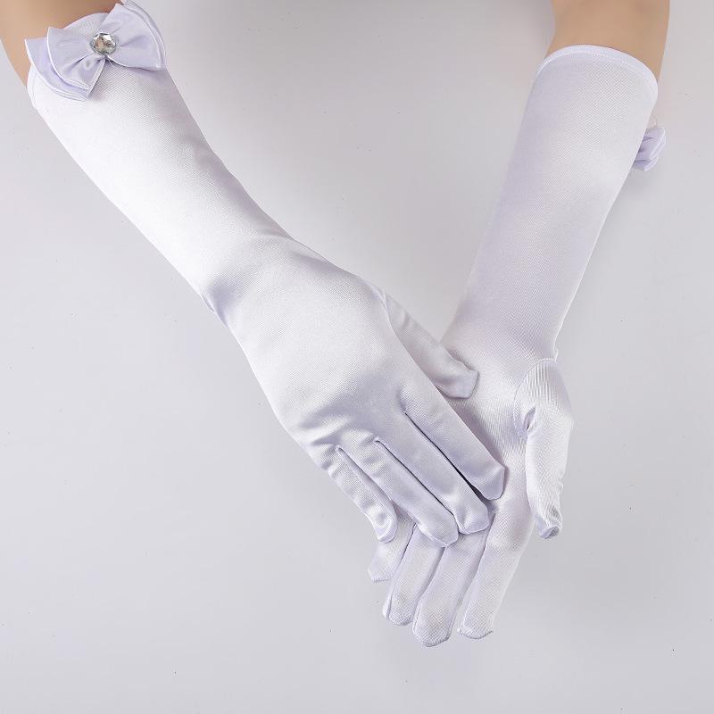 Princess Elsa Kids' Satin Gloves – Snow White Frozen Sophia Bow Performance Long Gloves
