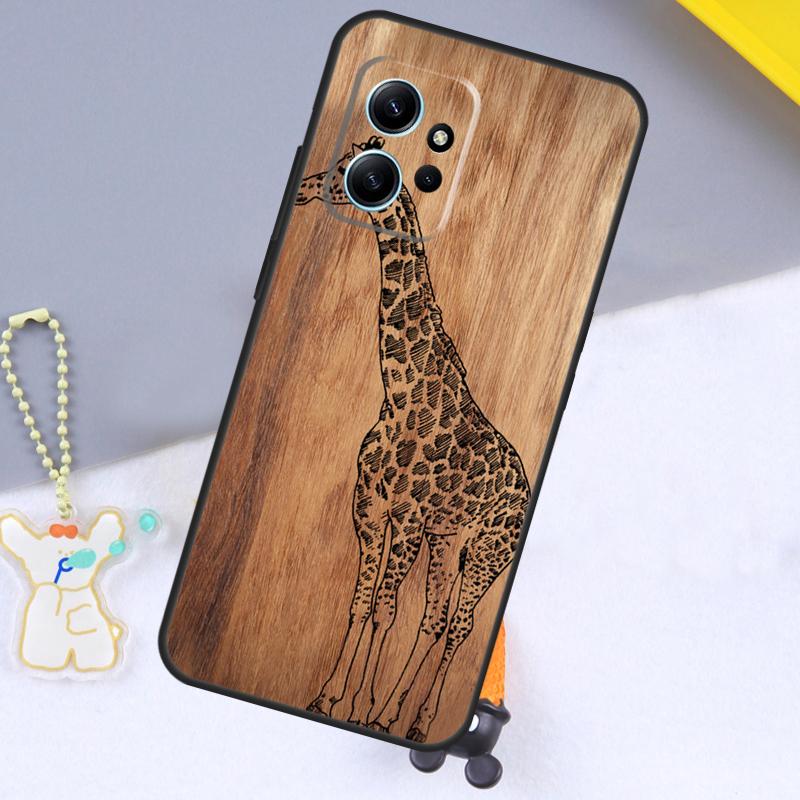 Чехол из натурального бамбука с принтом животных для Xiaomi Redmi Note 13 14 9 10 11 12 15 Pro Plus Чехол для Redmi 13C 15 C 12C 14C 10C
