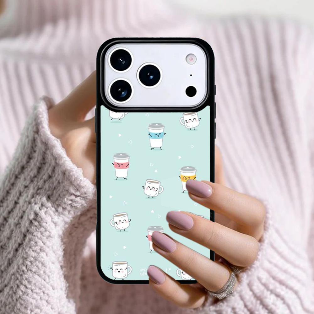 Чехол для телефона Apple iPhone 17 Air 16E 15 14 Plus 13 12 11 Pro Max Mini с рисунком бокала вина и кофе Funda Cover