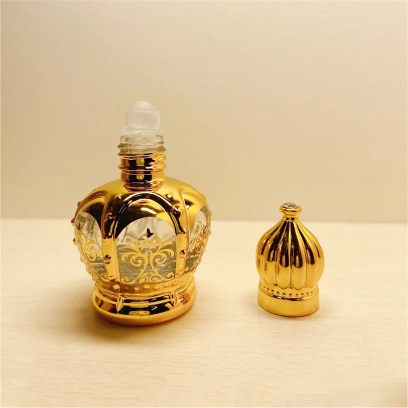 15ml Random Patterns Luxury Golden Essential Oil Roller Bottle Refillable Perfume Bottle Glass Roll-On Essential Oil Bottle Cosmetics Container