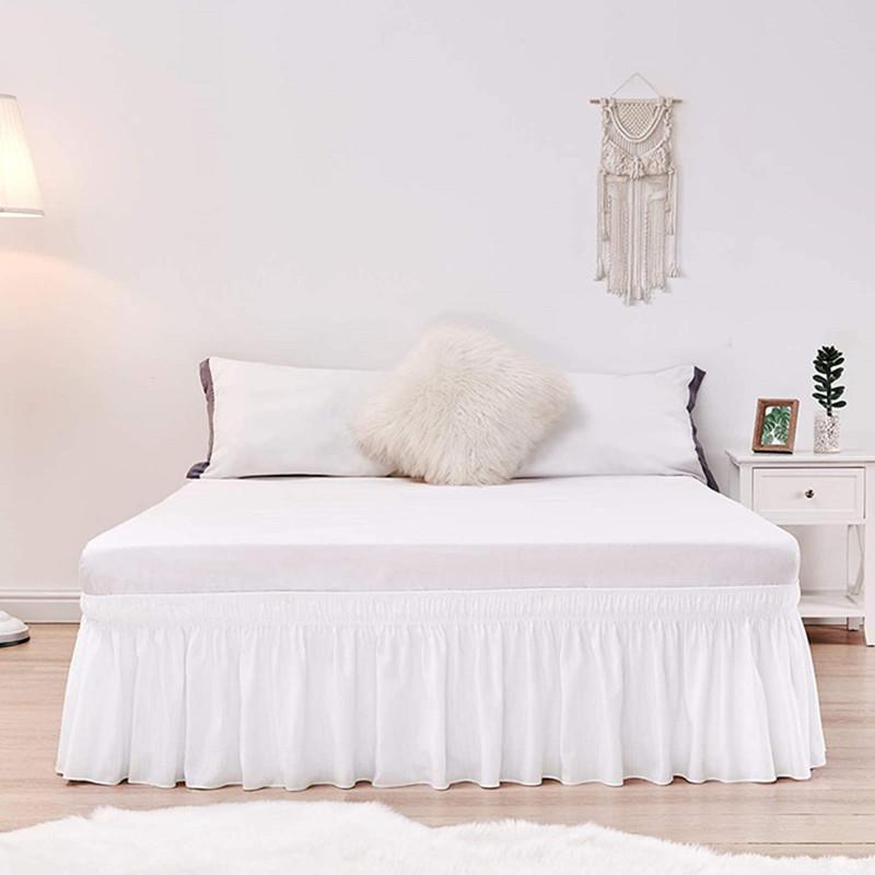 Top Selling Affordable Solid Color Wrap Around Ruffled Bed Skirt with Strong Elastic -Fade Resistant Fabric 15 Inch High