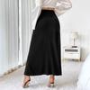 Women's Color Satin Satin Skirt Spring Summer High Waist Lace-up Skirt