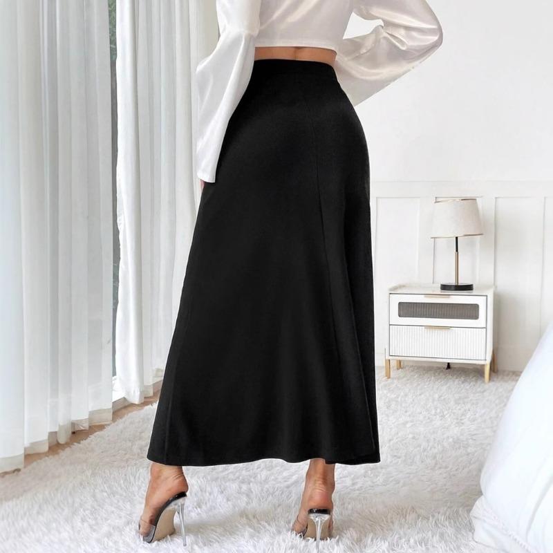 Women's Color Satin Satin Skirt Spring Summer High Waist Lace-up Skirt