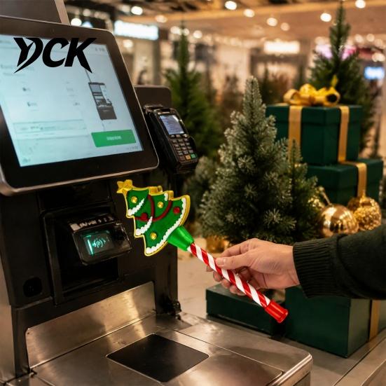 Winter Celebration Gift Christmas Tap-to-Pay Wand, 3D Printed Credit Card Holder with Candy Convenient Payment Wand Cane Handle, Contactless Stick for