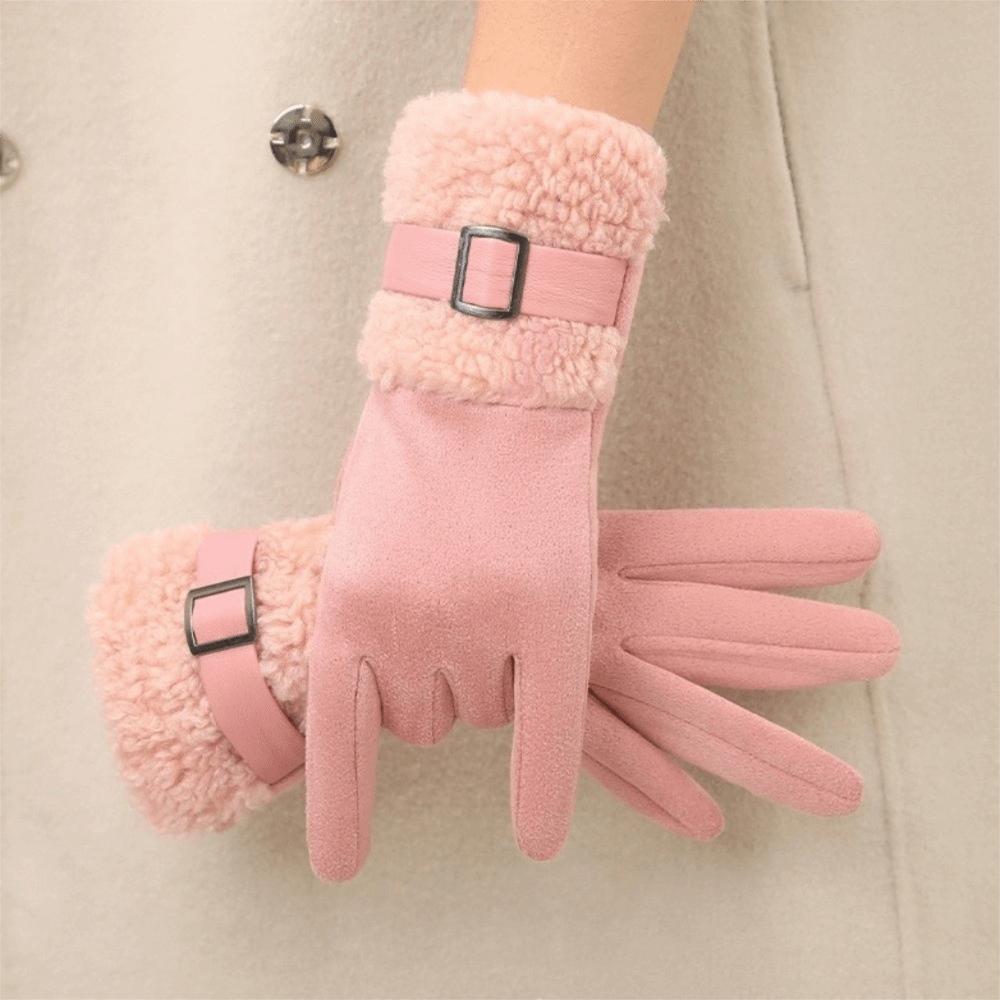 Fleece Women Suede Gloves Windproof Cycling Mittens Fashion Winter Women's Gloves Mom