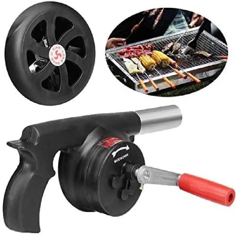 Portable Hand Crank BBQ Blower Fan , Ergonomic Air Blower with Detachable Handle, Compact Lightweight Design for Grill