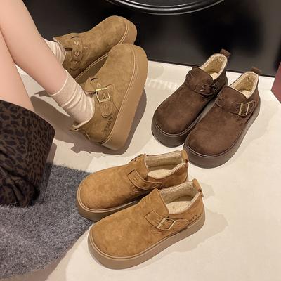 Женские мягкие эластичные утолщенные подошвы увеличивающие рост зимние меховые теплые холодные утепленные снегоходы нескользящие износостойкие повседневные спортивные короткие хлопковые ботинки