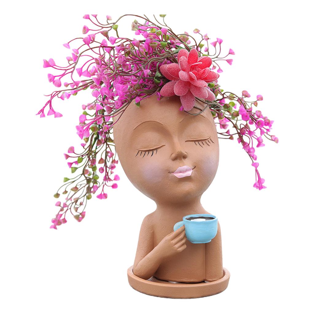 Статуя девушки кофе, ваза для цветов, современная декоративная маленькая ваза, полимерный цветочный горшок в скандинавском стиле для украшения дома, гостиной