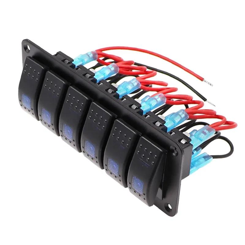 ELING Universal 6 Gang Switch Panel Fuse Circuit Breaker/Overload Protector Waterproof RV Yacht Marine Boat Car Light ON/OFF