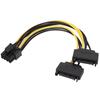 2Pcs Power Cables Dual 15pin SATA To PCIE 8pin Male GPU Power Adapter for Computer Accessories