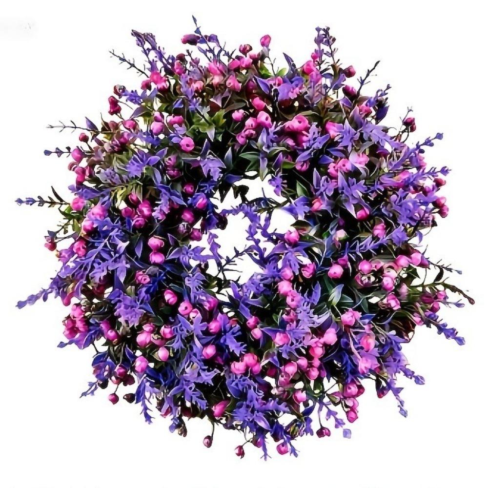Lifelike Artificial Lavender Wreath Plastic Door Hanging Wreath Front Gate Wreath Office Decor