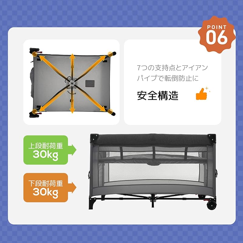 Donext Crib Playpen Folding Co-sleeping Bed Play Yard Side Height Adjustable With Mat Comes with Storage Bag With Mattress with Casters