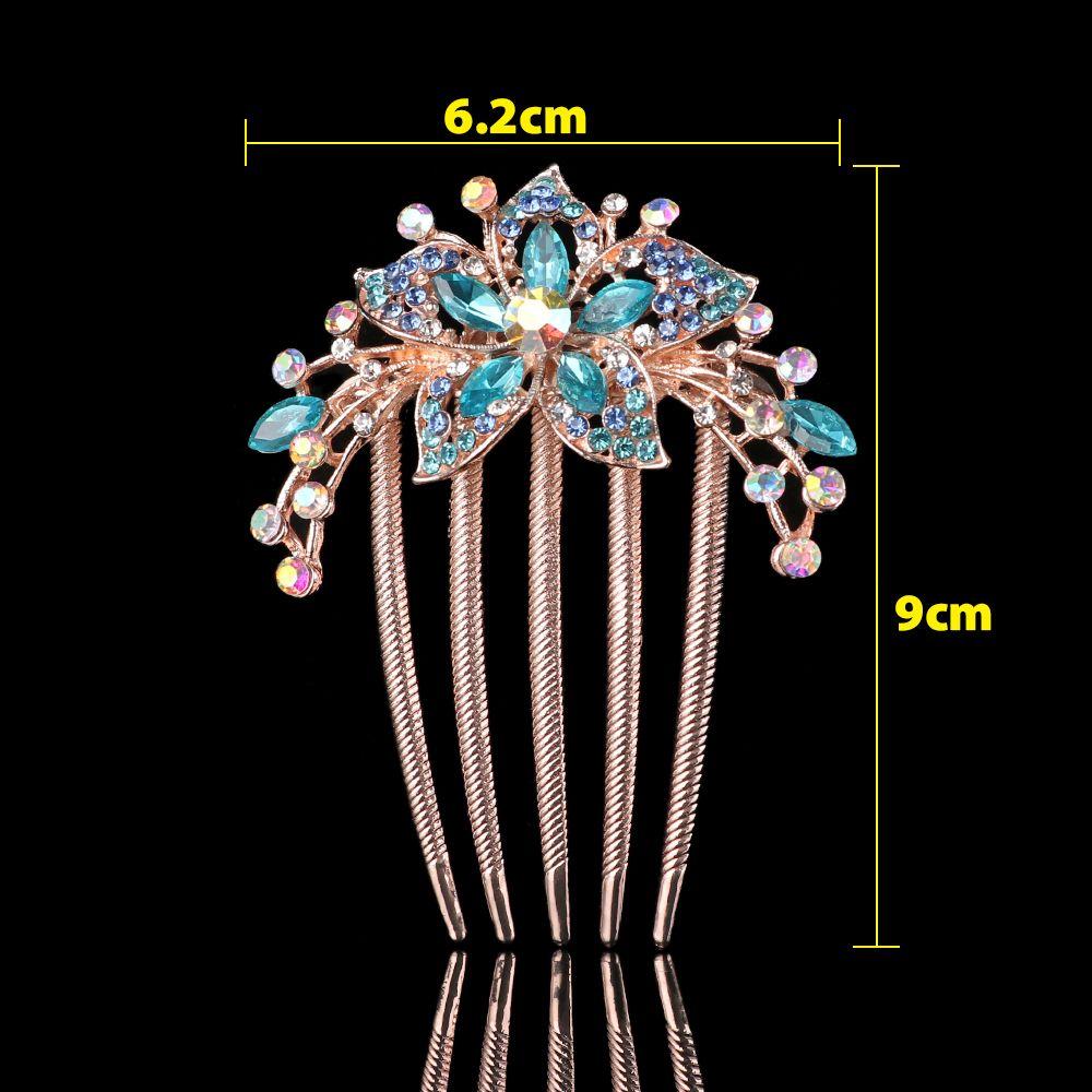 Luxury Hair Accessories Elegant Hair Comb Inlaid Flower Hairpin Shiny Rhinestone