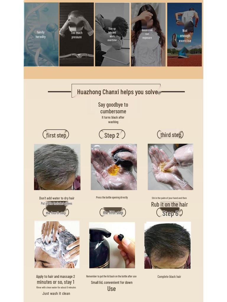 Yu Zhong Tang Black Plant Hair Dye - Covers Gray, Zen Wash, Home Use