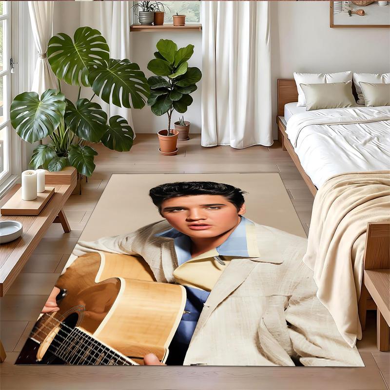 Elvis Presley Print Crystal Velvet Plush Rug Anti?Slip Wear?Resistant Floor Carpet For Indoor Household Home Decoration