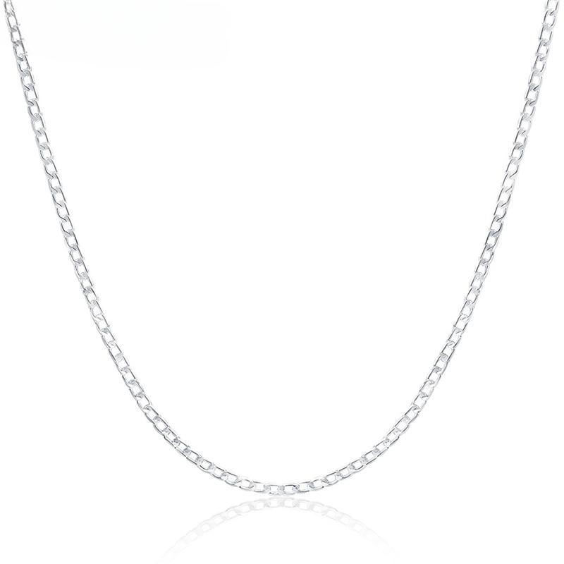 925 Sterling Silver 16 /18 /20 /22 /24 /26 /28 /30 Inches 4mm Side Chain Necklace For Women Men Fashion Wedding Jewelry Gifts