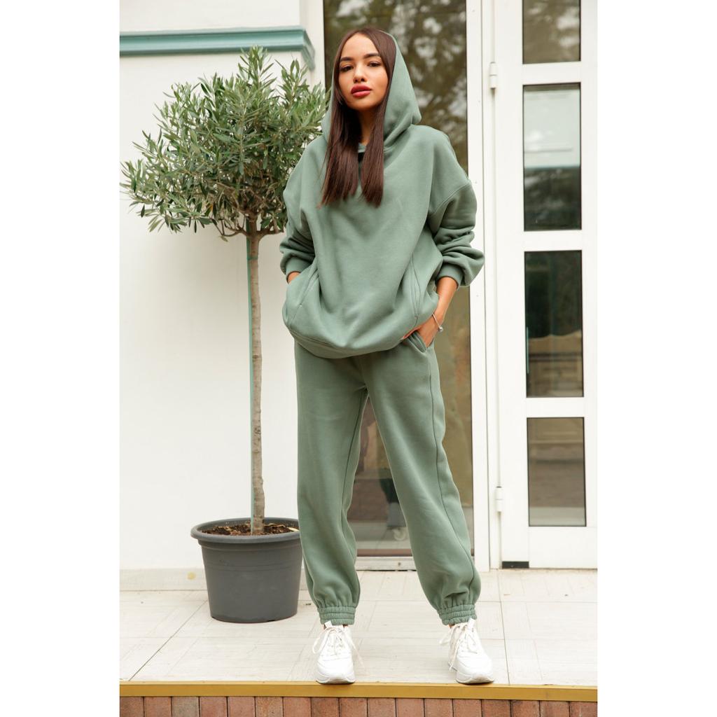 Women's Sets Autumn and Winter Fashion Solid Color Loose Hooded Sweatshirt Casual Trousers Two-piece Set
