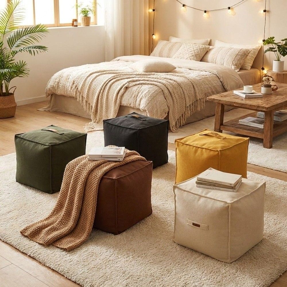 No Filling Seat Cushion Cover Large Capacity Sofa Stool Cover Comfortable Storage Stool Lazy Couch