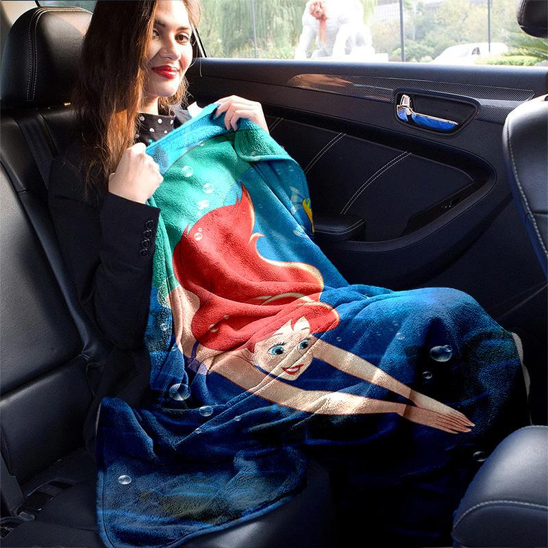 1 шт., Плед-хвост русалки принцессы Диснея Ариэль, Домашний декор, Плед для дивана, Плед для улицы, Подарок друзьям, Фланелевая покрывало