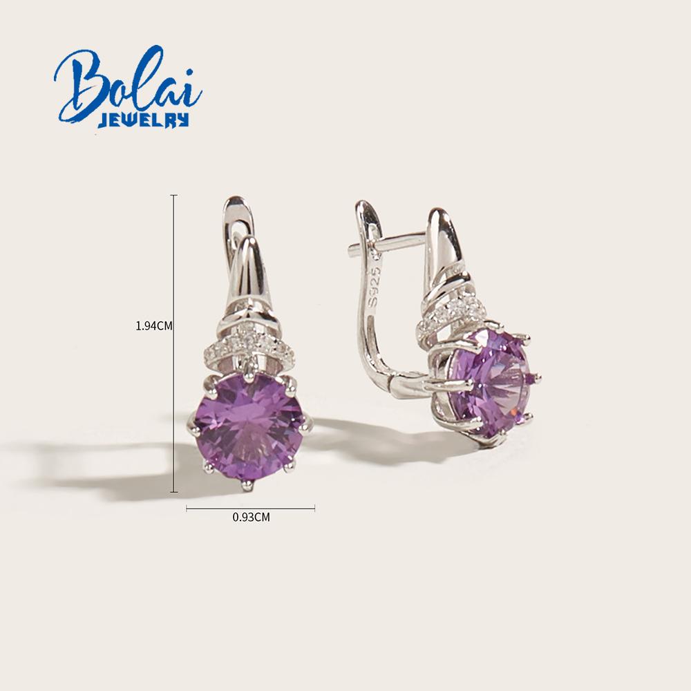 Серьги с застежкой из стерлингового серебра 925 пробы, круглые 8 мм, с изменяющим цвет драгоценным камнем александритом, изысканные украшения для женщин от bolai