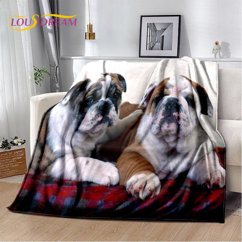 Cartoon French Pit Bull Dog Pet Soft Plush Blanket,Flannel Blanket Throw Blanket for Living Room Bedroom Bed Sofa Picnic Cover