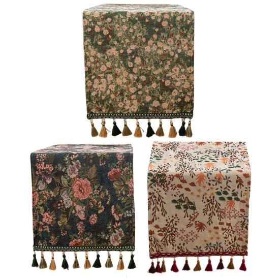 Рождественская зеленая жаккардовая скатерть-дорожка с кисточкой, декоративный праздничный флажок для стола, украшение обеденного стола для дома, ресторана, бара, кухни