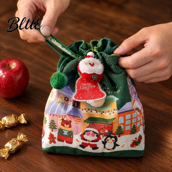 Christmas Small Gifts Drawstring Gift Bag with Handle Reusable Canvas for Packaging Bags Present Xmas Candy Goodie Treat Pouch Holiday Party