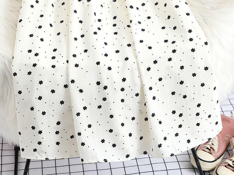 Платье миди с цветочным принтом и принтом в горошек большого размера - Женская летняя А-силуэтная юбка