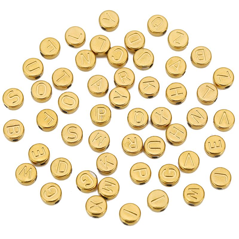 2pcs Never Fade PVD Stainless Steel Necklace Bracelet Beads Large Hole Spacer Letter Beads For DIY Jewelry Making Accessories