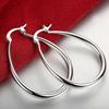 100% 41MM 925 Sterling Silver Smooth Circle Big Hoop Earrings For Women Lady Fashion Charm High Quality Wedding Jewelry