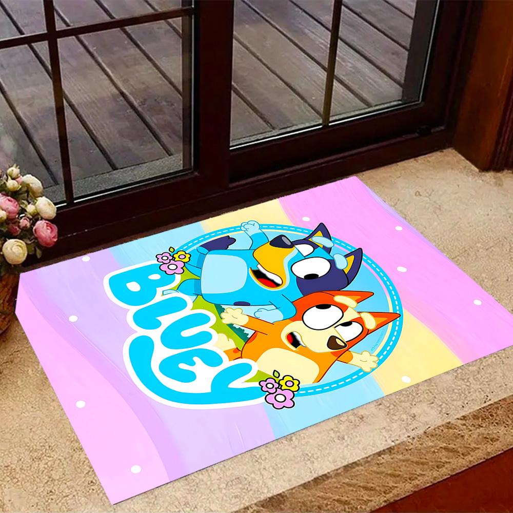 Bluey's Bus Adventure Themed Anti-Slip Rugs - Polyester Home Decor, Suitable for Bedrooms, Living Rooms, Doorways, Studios, and Decorations